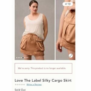 NWT LOVE the LABEL Brown Silky Cargo Skirt Size Medium